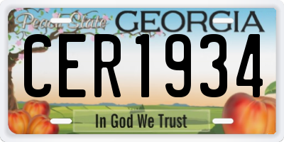 GA license plate CER1934