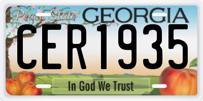GA license plate CER1935