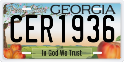 GA license plate CER1936