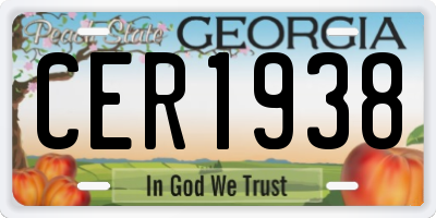 GA license plate CER1938