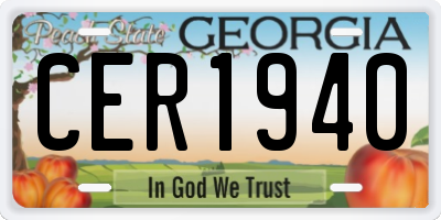 GA license plate CER1940