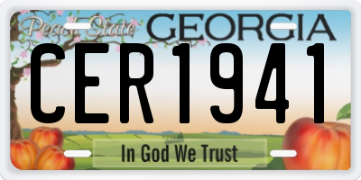 GA license plate CER1941