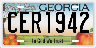 GA license plate CER1942