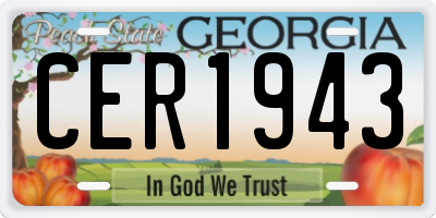 GA license plate CER1943
