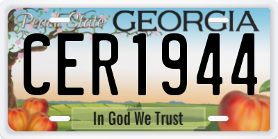 GA license plate CER1944
