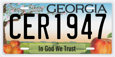 GA license plate CER1947