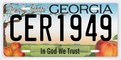 GA license plate CER1949