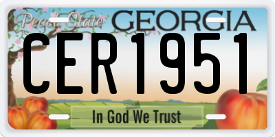 GA license plate CER1951