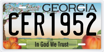 GA license plate CER1952