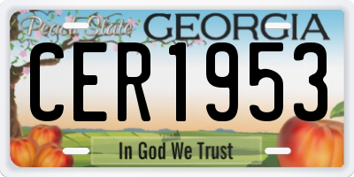 GA license plate CER1953