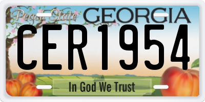 GA license plate CER1954