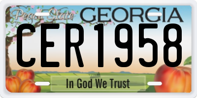 GA license plate CER1958