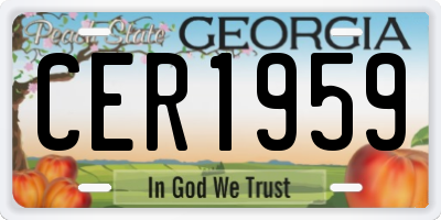 GA license plate CER1959