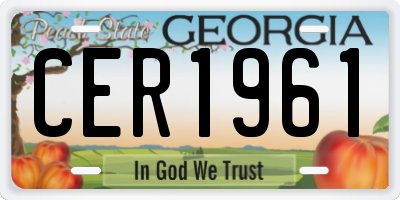 GA license plate CER1961