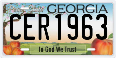 GA license plate CER1963