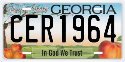 GA license plate CER1964
