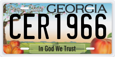 GA license plate CER1966