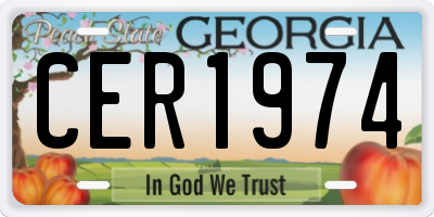 GA license plate CER1974