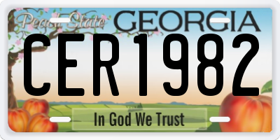 GA license plate CER1982