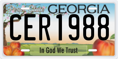 GA license plate CER1988