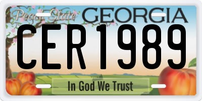GA license plate CER1989