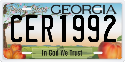 GA license plate CER1992