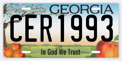 GA license plate CER1993