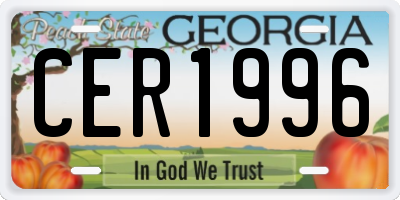 GA license plate CER1996