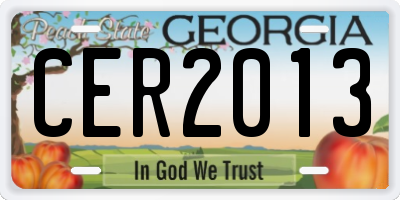 GA license plate CER2013