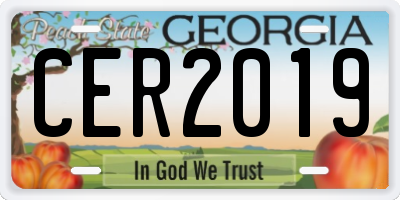 GA license plate CER2019