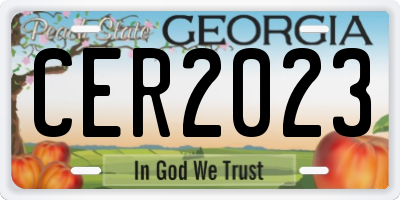 GA license plate CER2023