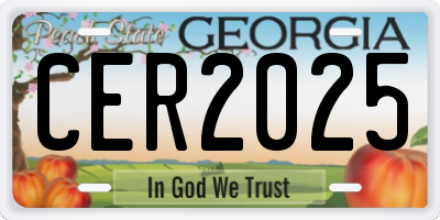 GA license plate CER2025