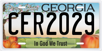 GA license plate CER2029
