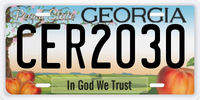GA license plate CER2030
