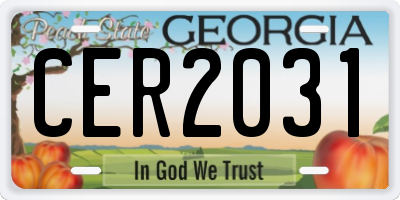GA license plate CER2031