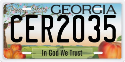 GA license plate CER2035