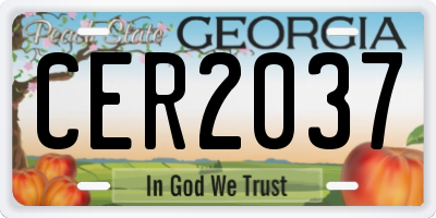 GA license plate CER2037