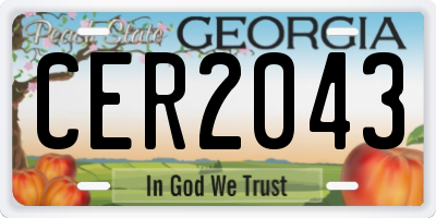 GA license plate CER2043