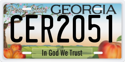 GA license plate CER2051