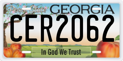 GA license plate CER2062
