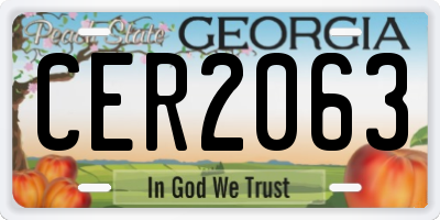GA license plate CER2063