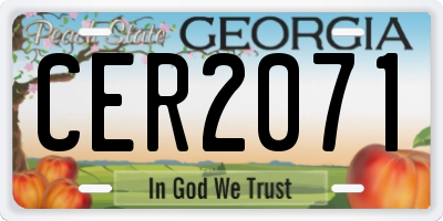 GA license plate CER2071