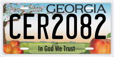 GA license plate CER2082