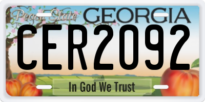 GA license plate CER2092