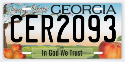 GA license plate CER2093