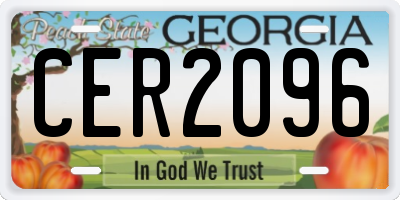 GA license plate CER2096