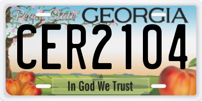 GA license plate CER2104