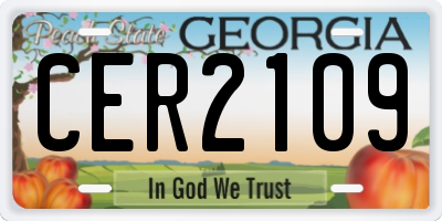 GA license plate CER2109