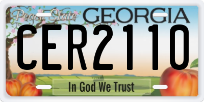 GA license plate CER2110