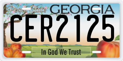 GA license plate CER2125